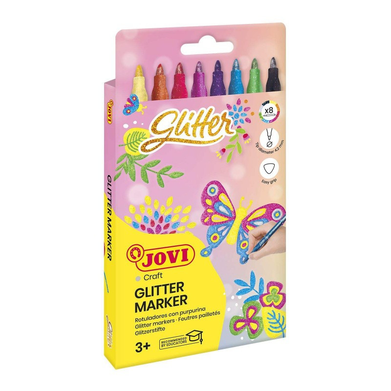 Estuche 8 Rotuladores Colores Glitter De Jovi