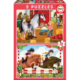 Puzzle 2x48 Cuidando Caballos