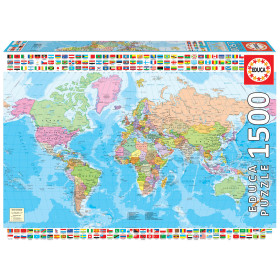Puzzle Mapamundi Político 1500 Pzs De Educa