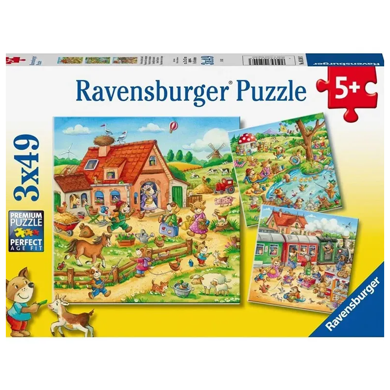 Puzzle Vacaciones En El Campo 3x49 Pzs De Ravensburger