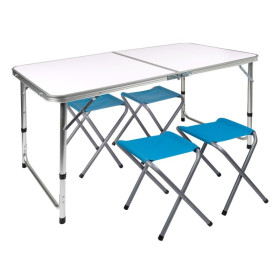 Mesa Camping Con 4 Taburetes 120x60 cm
