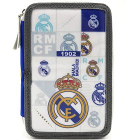 Plumier Triple Real Madrid Con Material Escolar